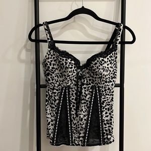 FREDERIKS CORSET Animal print blk lacy inserts women Size B